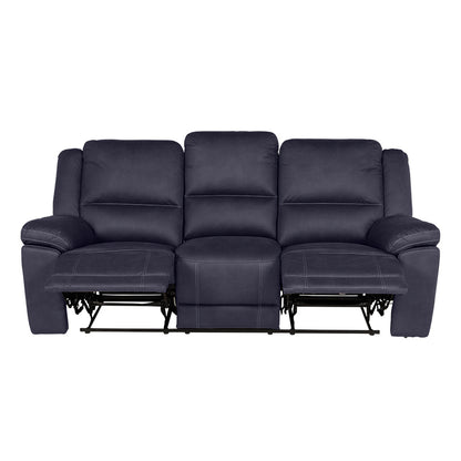 Oregon 3 Seater Fabric Recliner - Navy