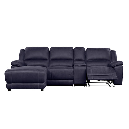 Oregon 3 Seater Fabric Recliner with Chaise - Navy