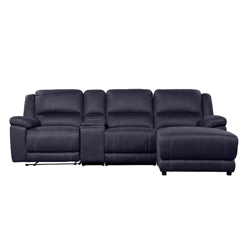 Oregon 3 Seater Fabric Recliner with Chaise - Navy