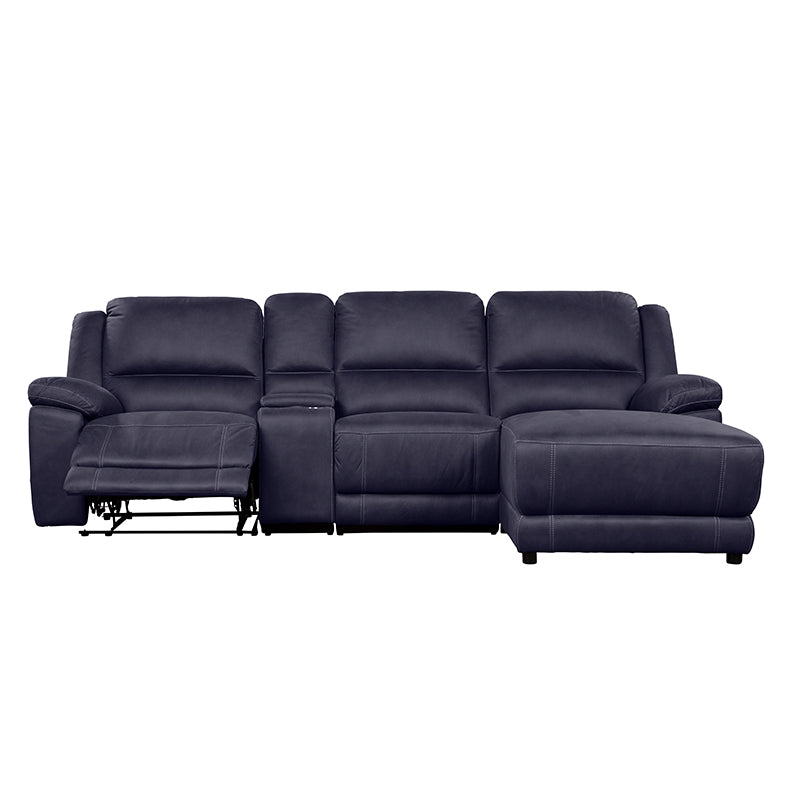 Oregon 3 Seater Fabric Recliner with Chaise - Navy