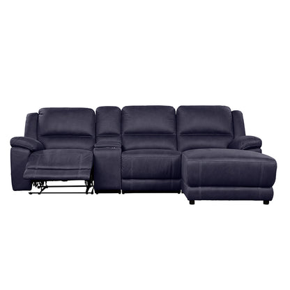 Oregon 3 Seater Fabric Recliner with Chaise - Navy