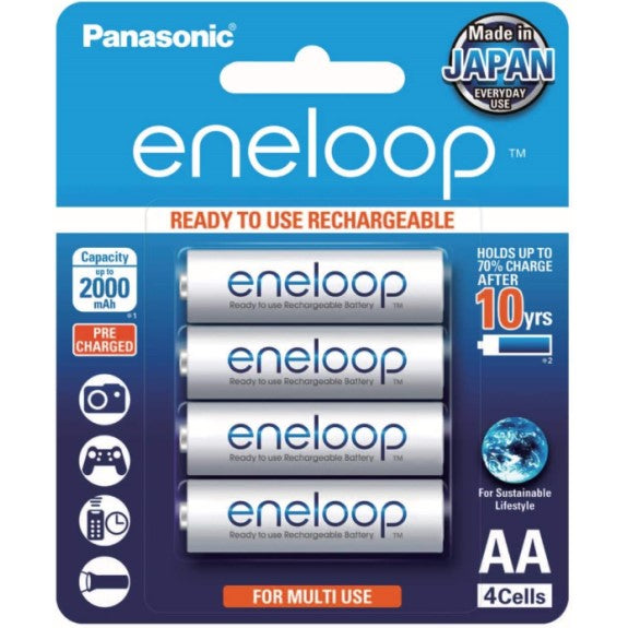 Panasonic 4 Pack Eneloop AA Rechargable Batteries