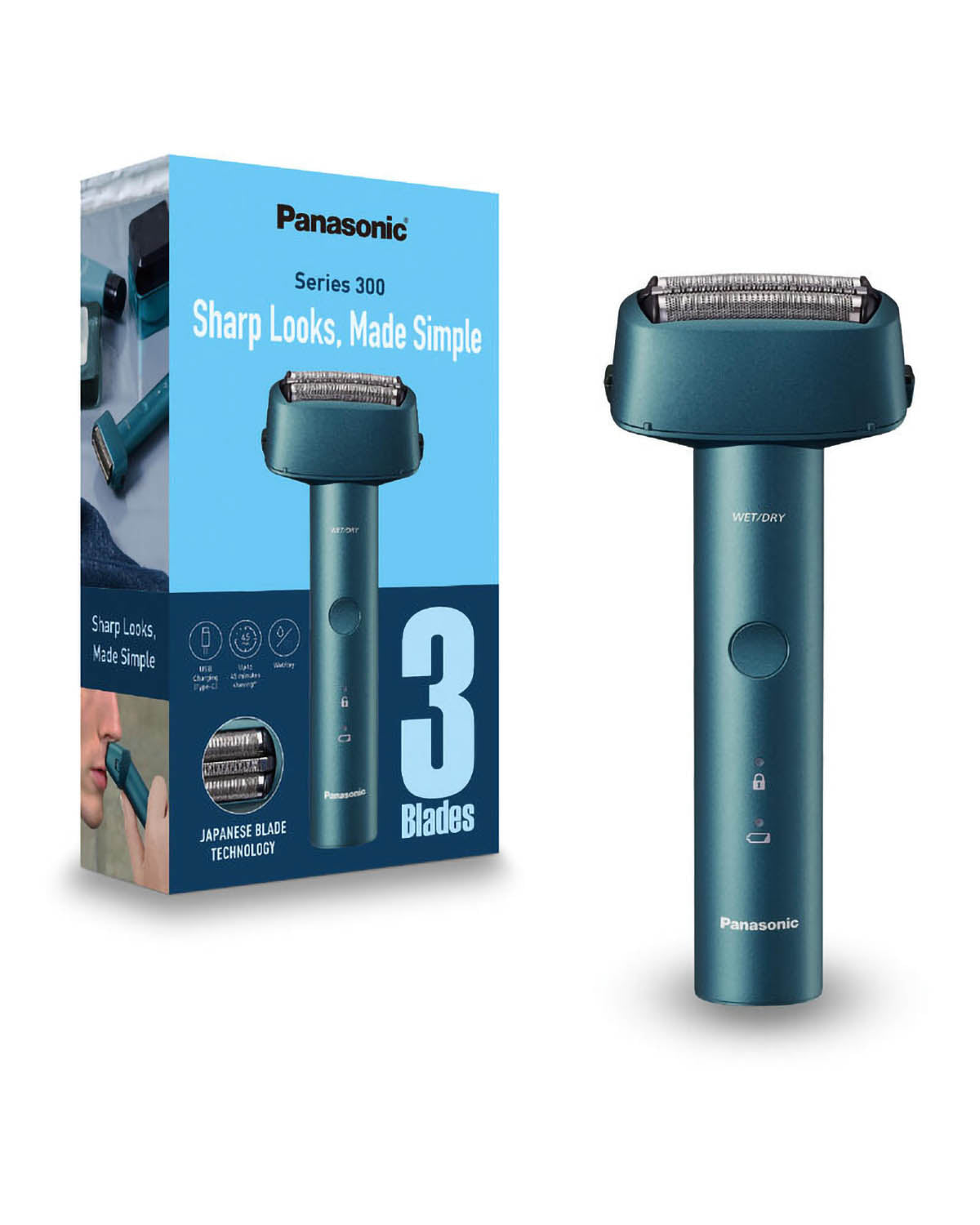 Panasonic Series 300 3-Blade Electric Shaver with USB-C - Blue