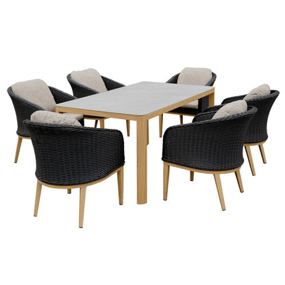Park Orchard 7 Piece Outdoor Dining Setting - Black/Beige