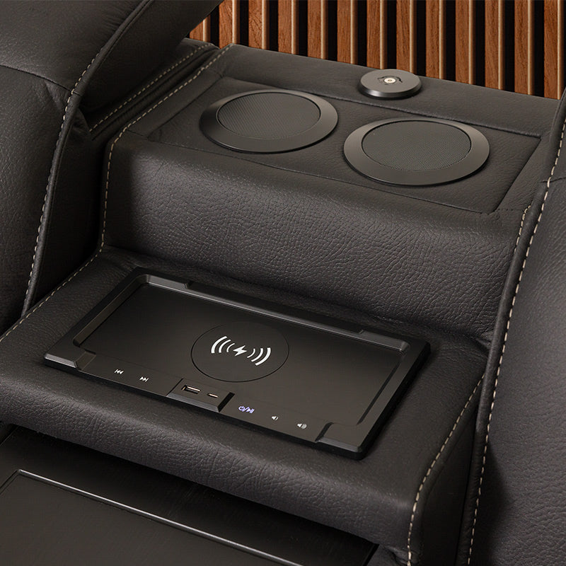 Prestige 3 Seater Home Theatre Electric Recliner Fabric Lounge - Jet