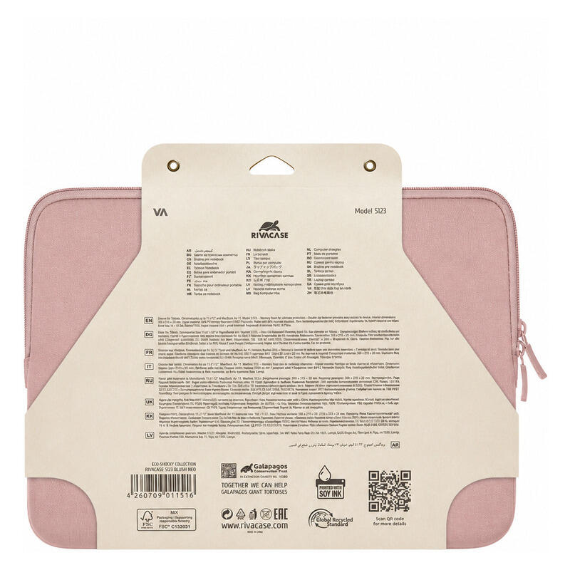 Rivacase 13.3" Anti-Shock Laptop Sleeve for Apple MacBook - Blush (5123)