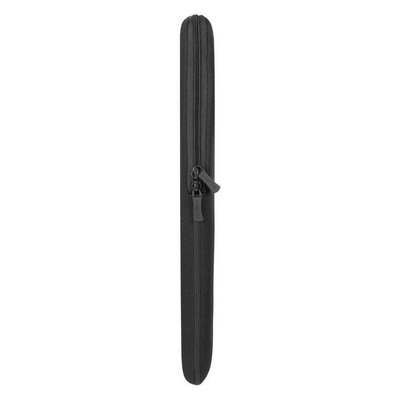 A slim, black zippered sleeve or case shown vertically against a plain white background.