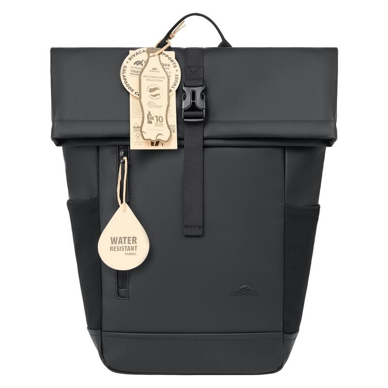 Rivacase 17L Eco Roll-Top Backpack - Black (7826)