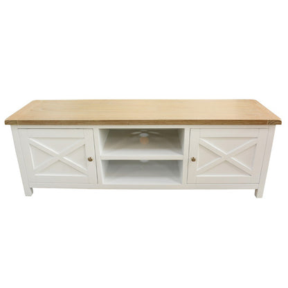 Shellwood 1700mm Timber Entertainment Unit - Light Oak/White
