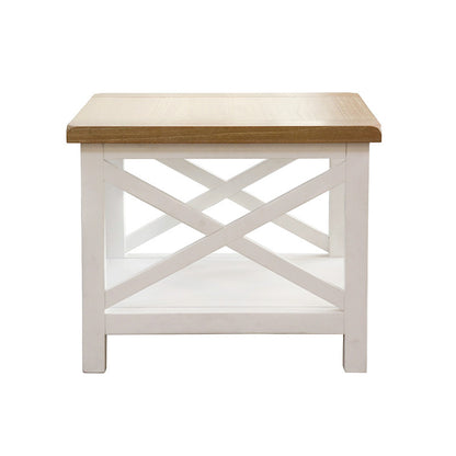 Shellwood Timber Lamp Table - Light Oak/White