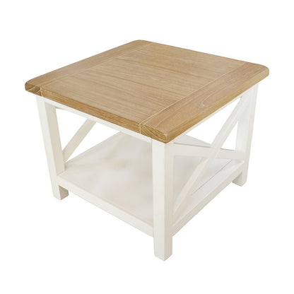 Shellwood Timber Lamp Table - Light Oak/White