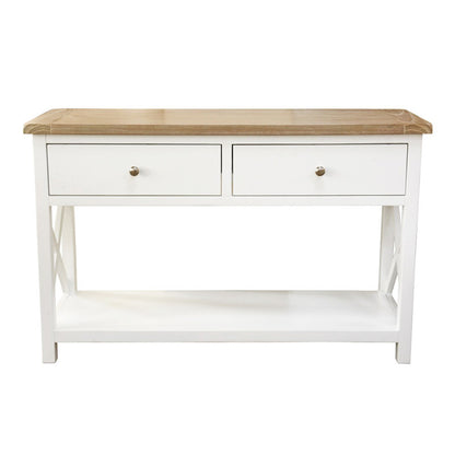 Shellwood 2 Drawer Timber Hall Table - Light Oak/White