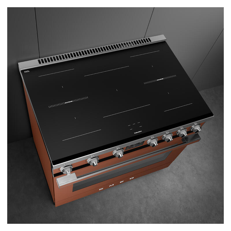 Smeg 90cm Portofino Induction Pyrolytic Freestanding Oven - Amber Clay