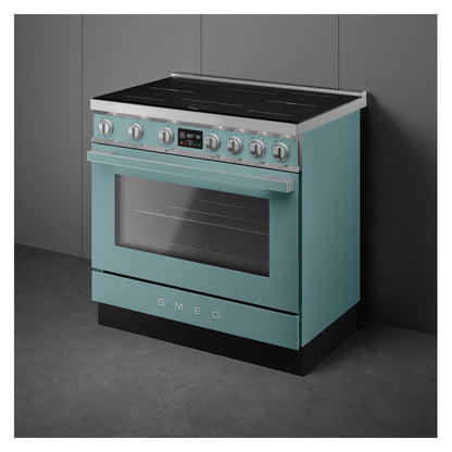 Smeg 90cm Portofino Induction Pyrolytic Freestanding Oven - Emerald Green
