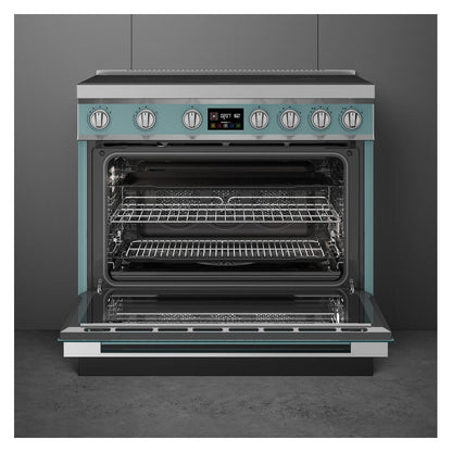 Smeg 90cm Portofino Induction Pyrolytic Freestanding Oven - Emerald Green
