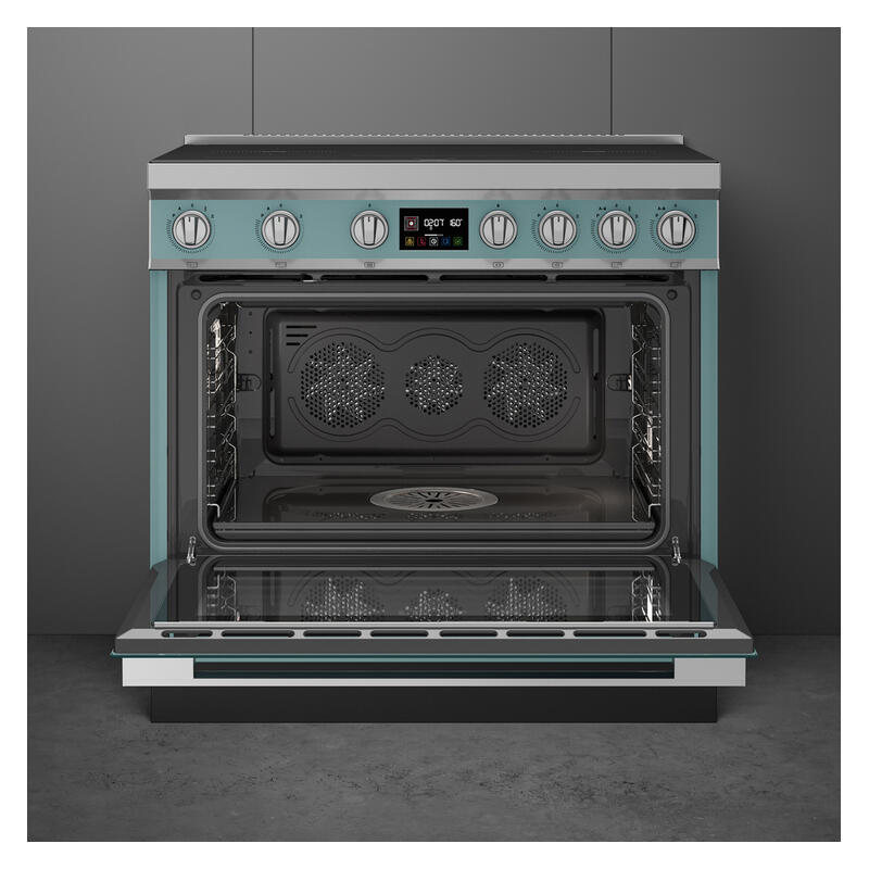 Smeg 90cm Portofino Induction Pyrolytic Freestanding Oven - Emerald Green