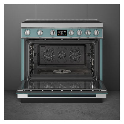 Smeg 90cm Portofino Induction Pyrolytic Freestanding Oven - Emerald Green