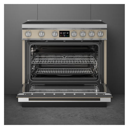 Smeg 90cm Portofino Induction Pyrolytic Freestanding Oven - Moonlight