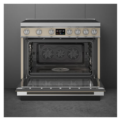 Smeg 90cm Portofino Induction Pyrolytic Freestanding Oven - Moonlight