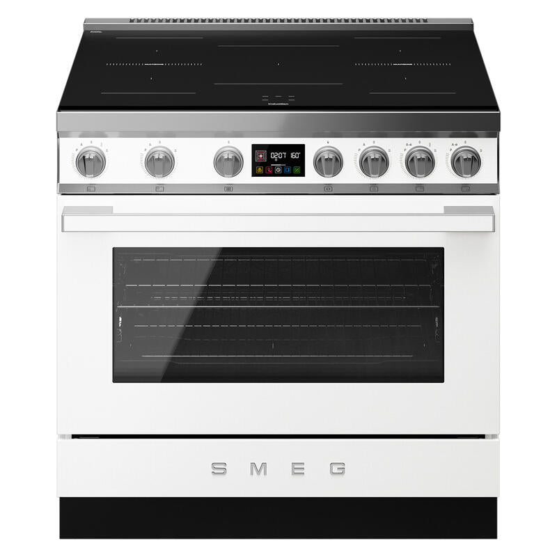 Smeg 90cm Portofino Induction Pyrolytic Freestanding Oven - White