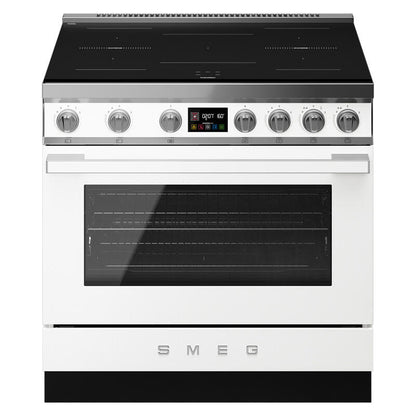 Smeg 90cm Portofino Induction Pyrolytic Freestanding Oven - White