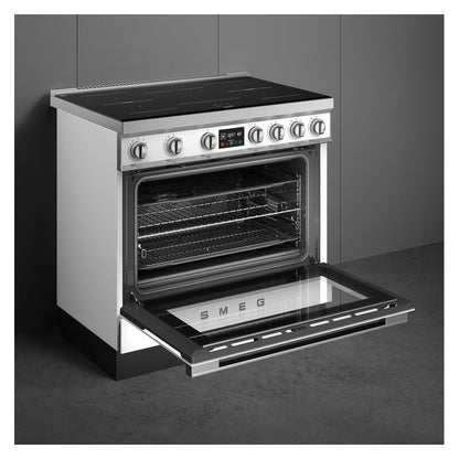 Smeg 90cm Portofino Induction Pyrolytic Freestanding Oven - White