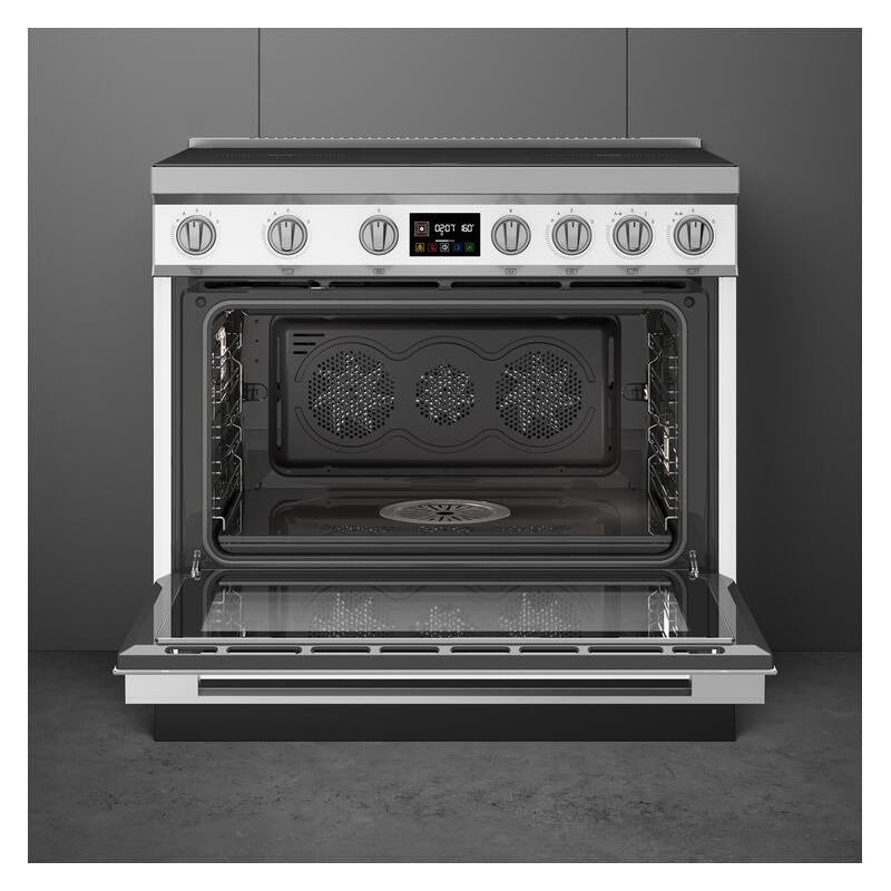 Smeg 90cm Portofino Induction Pyrolytic Freestanding Oven - White