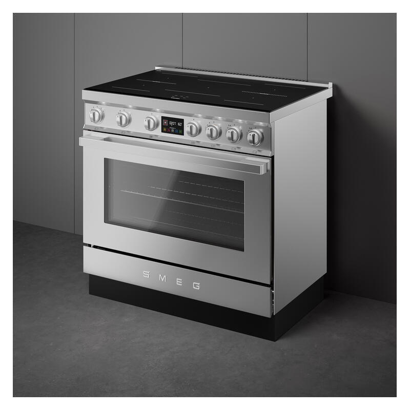 Smeg 90cm Portofino Induction Pyrolytic Freestanding Oven - Stainless Steel