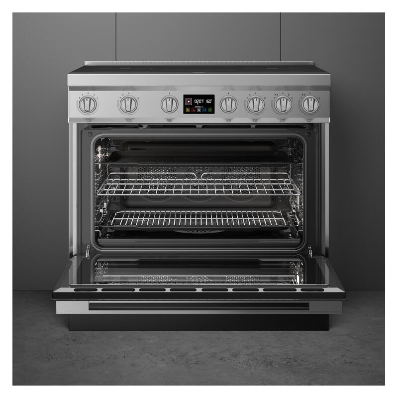 Smeg 90cm Portofino Induction Pyrolytic Freestanding Oven - Stainless Steel