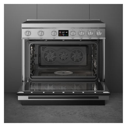 Smeg 90cm Portofino Induction Pyrolytic Freestanding Oven - Stainless Steel