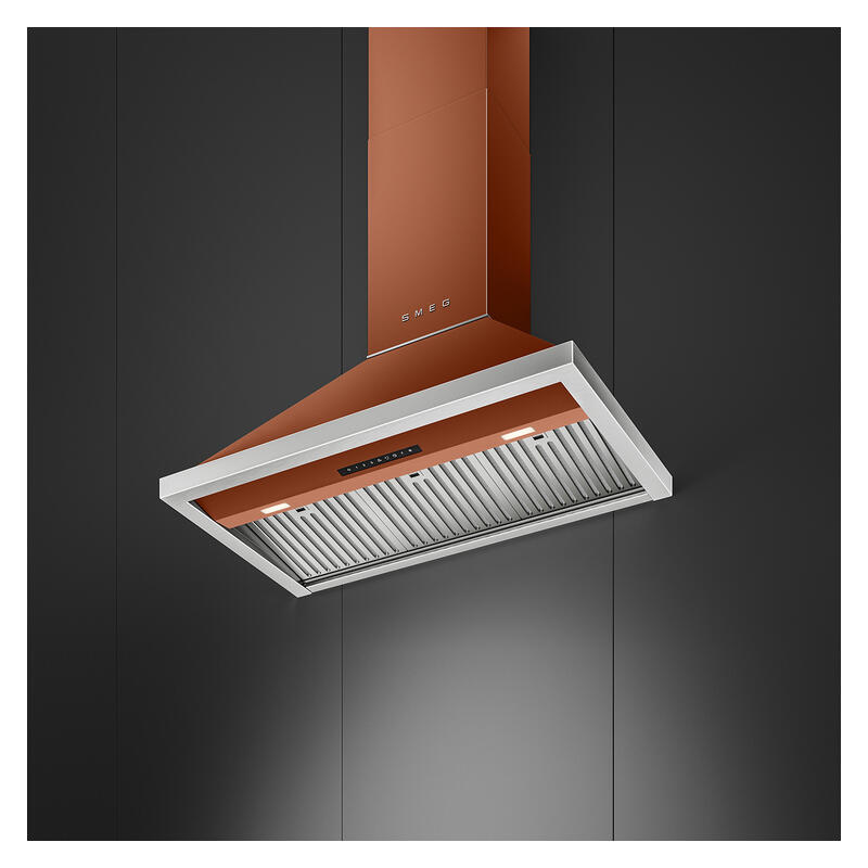 Smeg 90cm Portofino Canopy Rangehood - Amber Clay