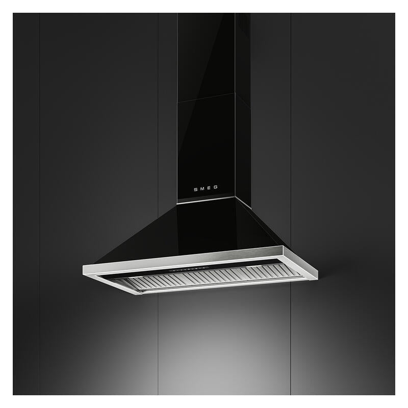 Smeg 90cm Portofino Canopy Rangehood - Black
