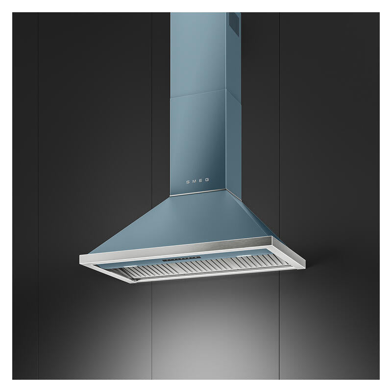 Smeg 90cm Portofino Canopy Rangehood - Storm Blue