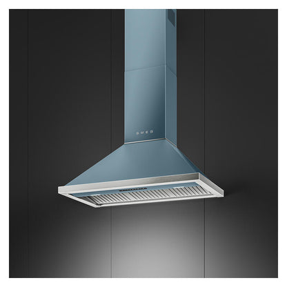 Smeg 90cm Portofino Canopy Rangehood - Storm Blue