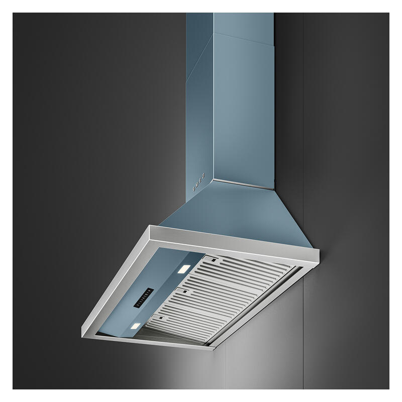 Smeg 90cm Portofino Canopy Rangehood - Storm Blue