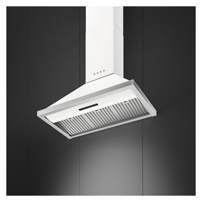 Smeg 90cm Portofino Canopy Rangehood - White