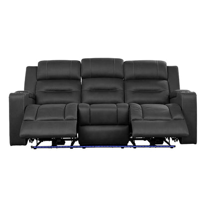 Spielberg 3 Seater Electric Fabric Recliner Sofa with Entertainment Console - Jet