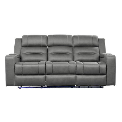Spielberg 3 Seater Electric Fabric Recliner Sofa with Entertainment Console - Ash