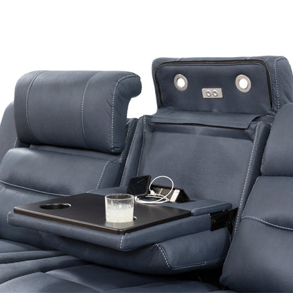 Spielberg 3 Seater Home Theatre Fabric Sofa with Electric Recliner and RHF Chaise - Azure