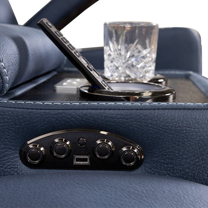 Spielberg 4 Seater Home Theatre Electric Recliner Fabric Lounge - Azure