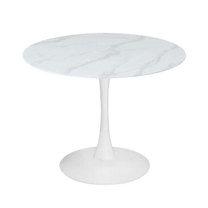 Spin 90cm Round Marble-Look Dining Table - White
