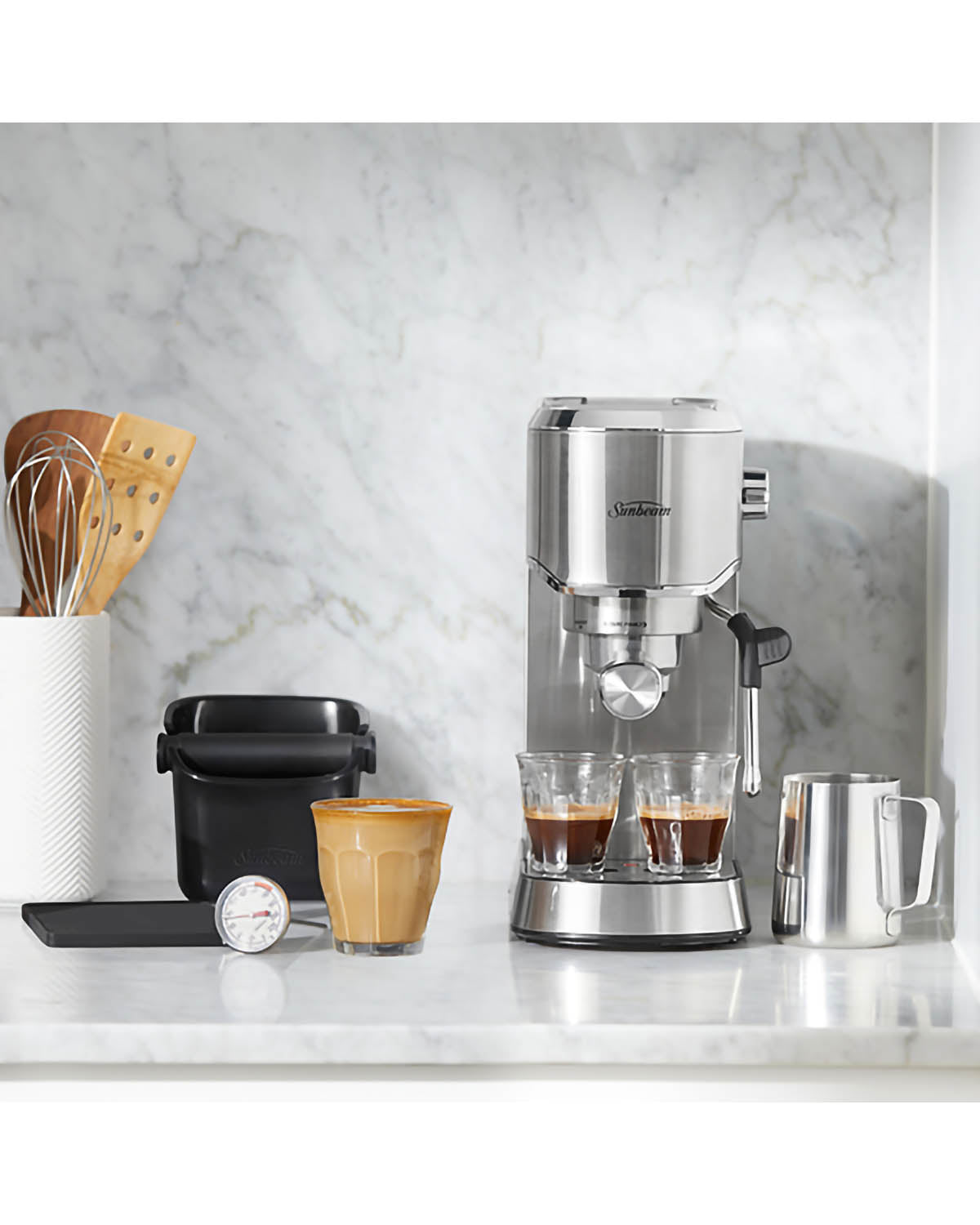 Sunbeam Compact Barista Manual Coffee Machine - Stainless Steel