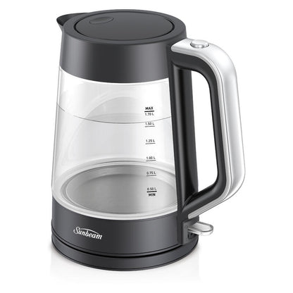 Sunbeam 1.7L Black Classics Glass Kettle - Matte Black