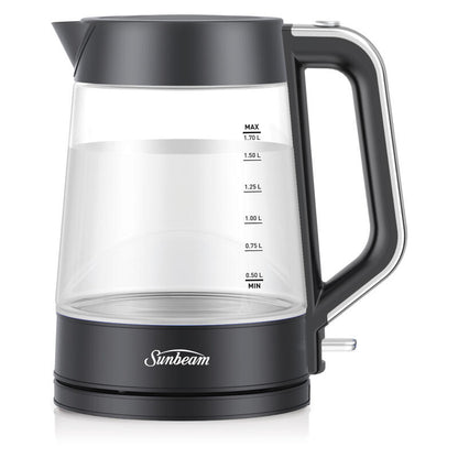 Sunbeam 1.7L Black Classics Glass Kettle - Matte Black