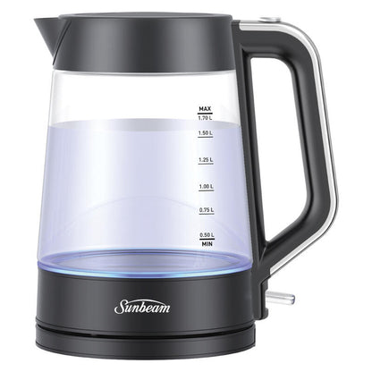 Sunbeam 1.7L Black Classics Glass Kettle - Matte Black
