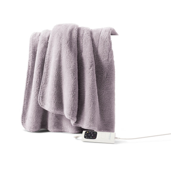 Sunbeam Feel Perfect Sherpa Fleece Heated Throw Blanket - Grey