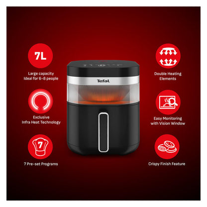 Tefal 7L Ever Fry Infra Heat Single Drawer Air Fryer - Black