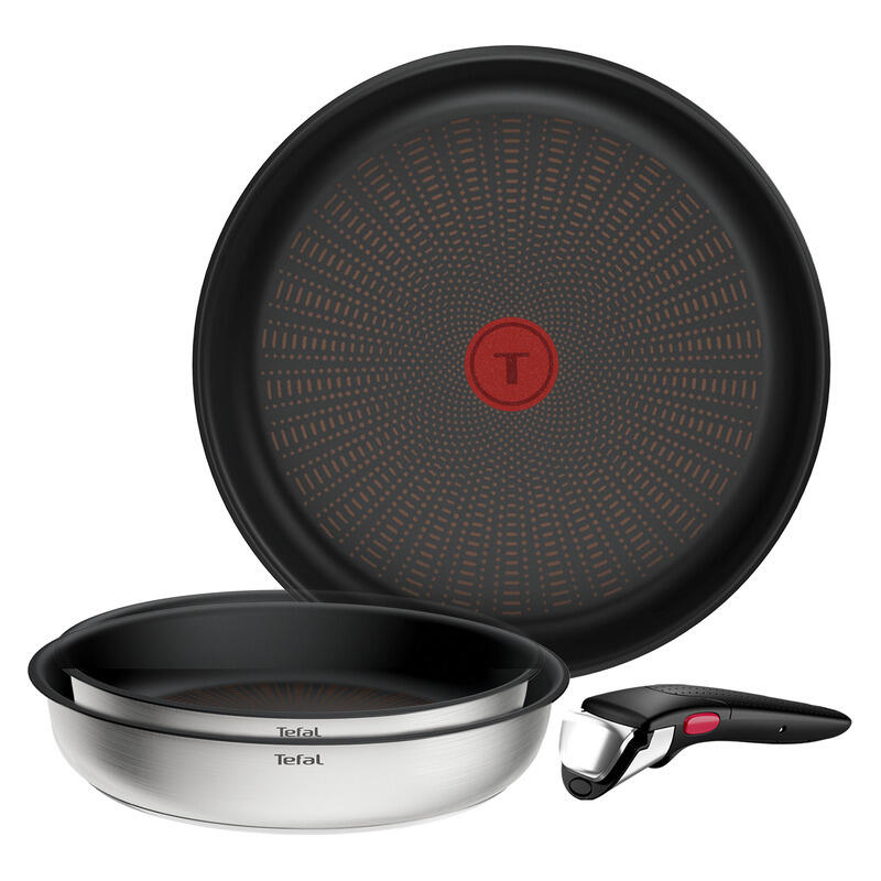 Tefal Ingenio Emotion+ 4pc Induction Non-Stick Frypan Set - Stainless Steel