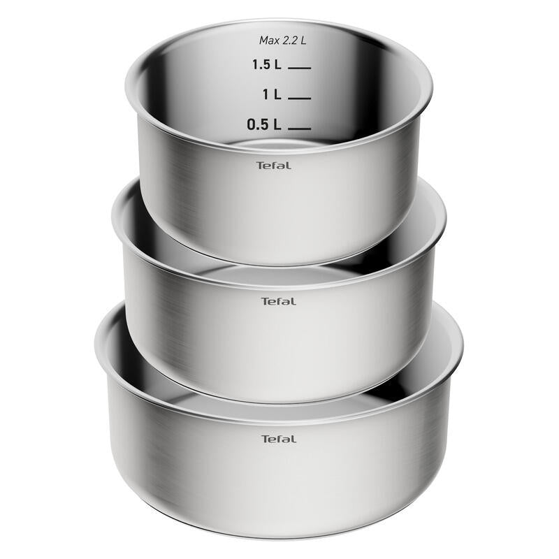 Tefal Ingenio Emotion+ 4pc Induction Uncoated Pot Set - Stainless Steel