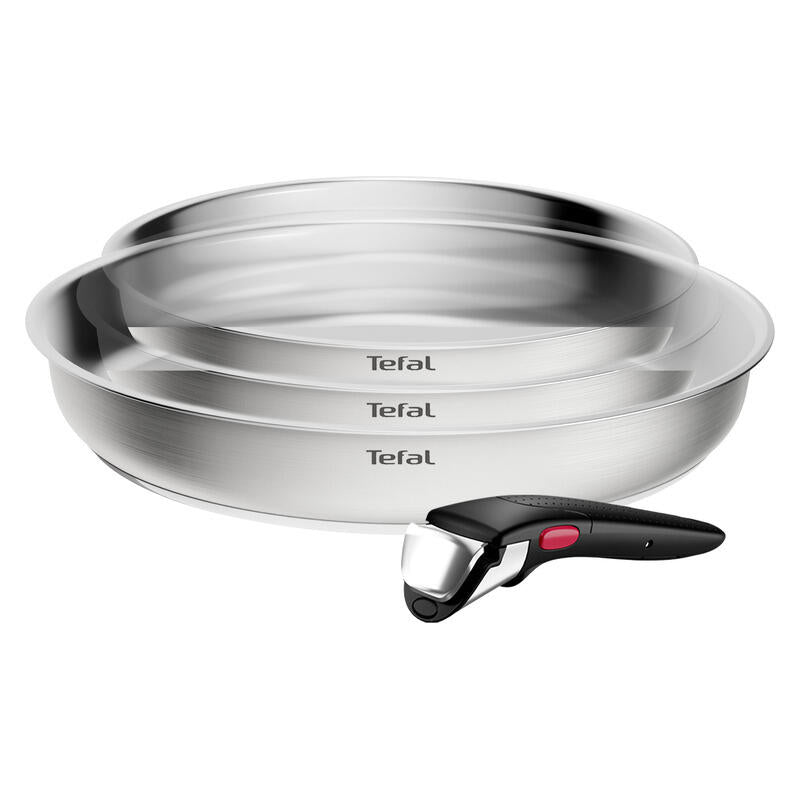 Tefal Ingenio Emotion+ 4pc Induction Uncoated Frypan Set - Stainless Steel